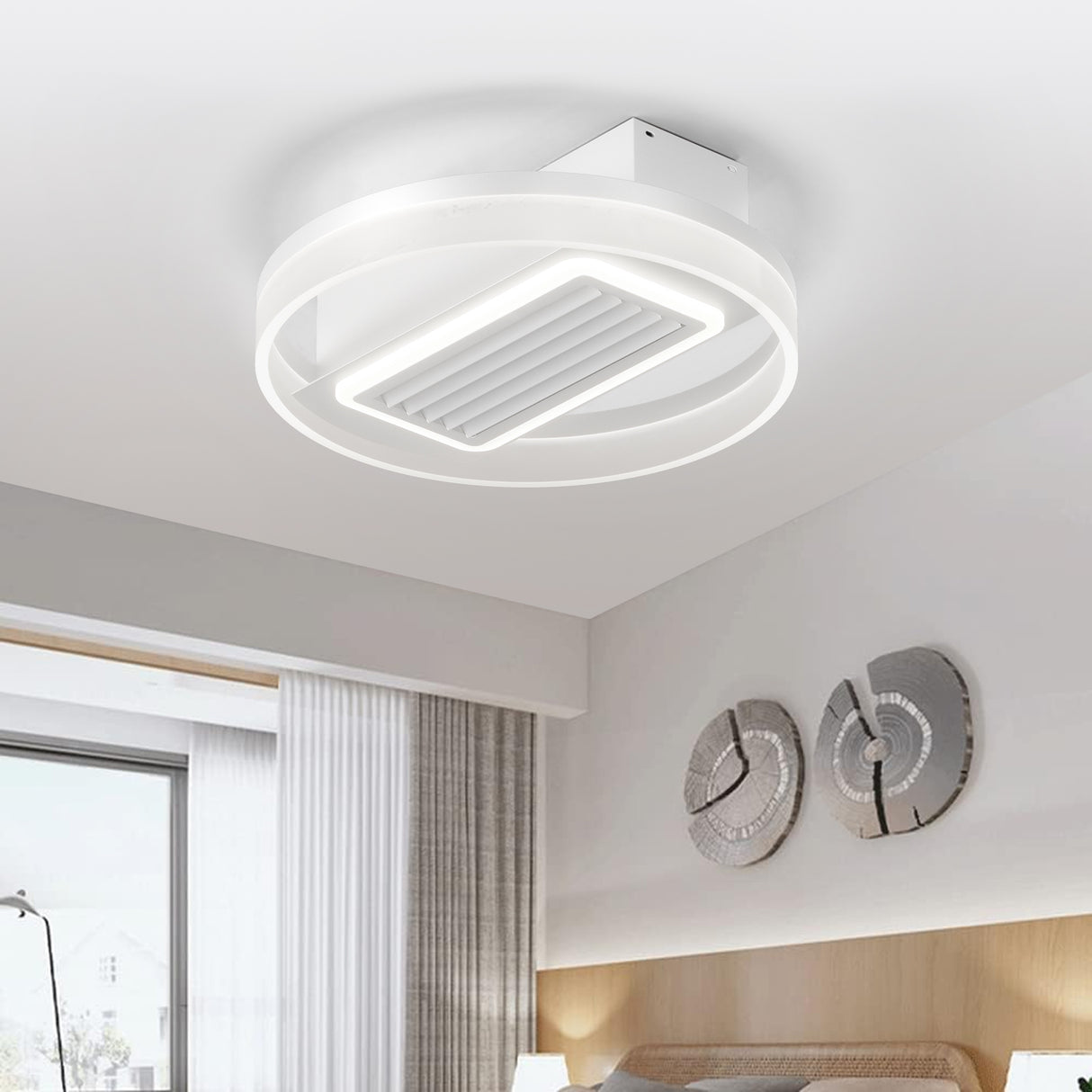 Modern 20-Inch LED Bladeless Ceiling Fan Light