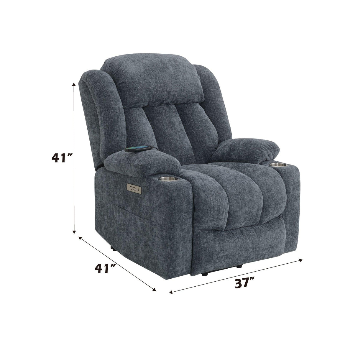 Blue Chenille Power Lift Recliner With Heating Massage - Omega Lifestyles