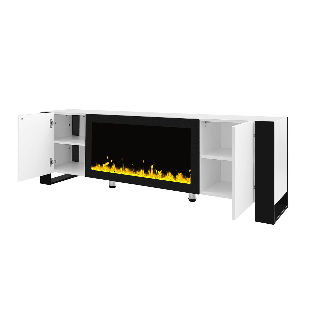 Modern White TV Stand With 34-Inch Electronic Fireplace - Sleep Galleria