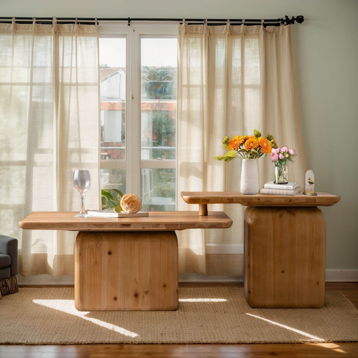 Vintage Style Natural Wood Grain Coffee Table Set Of 2 - Sleep Galleria