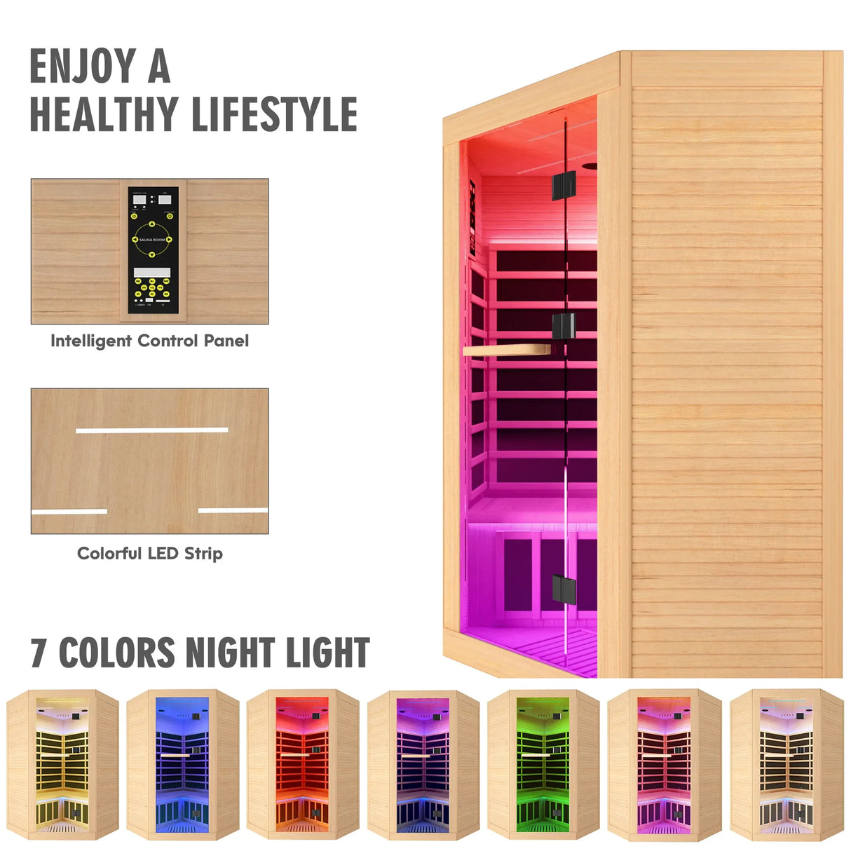 Canadian Hemlock Pentagonal Infrared Two-Person Sauna Room - Omega Lifestyles