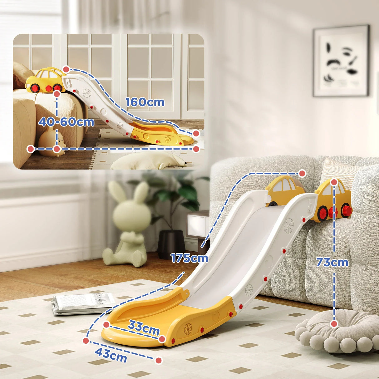 Indoor Yellow Toddler Slide With Safety Buffer Design - Omega Lifestyles