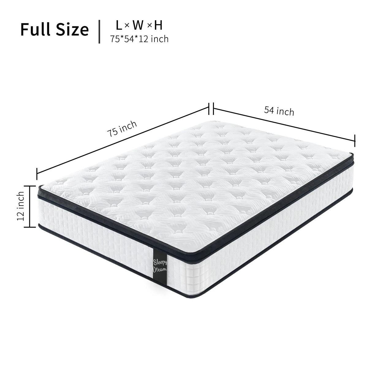 Full Medium 12-Inch Hybrid Memory Foam Full Mattress - Omega Lifestyles