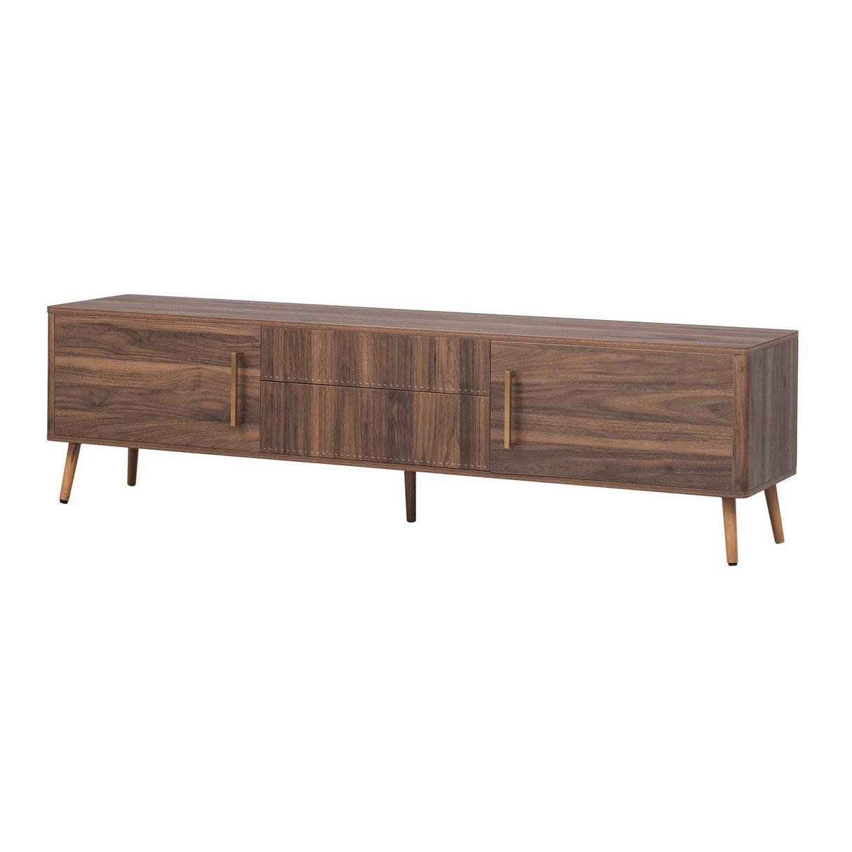 Mid Century Modern Walnut Wood TV Stand With Storage - Sleep Galleria