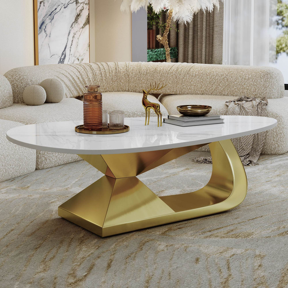 Modern Faux Marble Sintered Stone Coffee Table