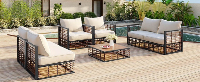 7-Piece Modern Metal Outdoor Patio Sectional Sofa Set - Omega Lifestyles