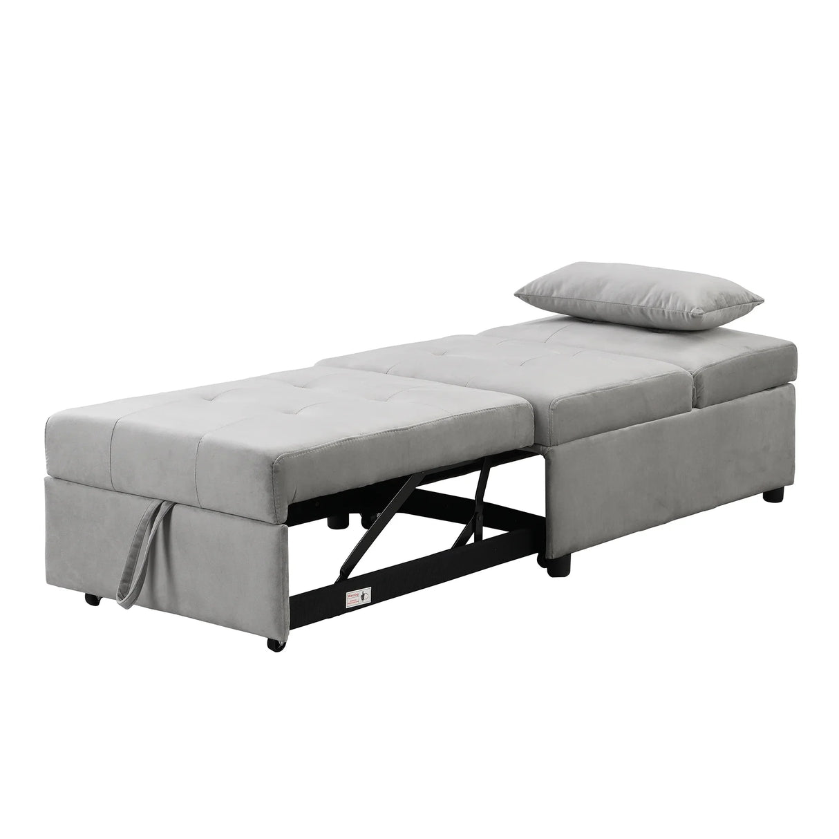 Multifunctional Gray Velvet Folding Ottoman Sofa Bed - Omega Lifestyles