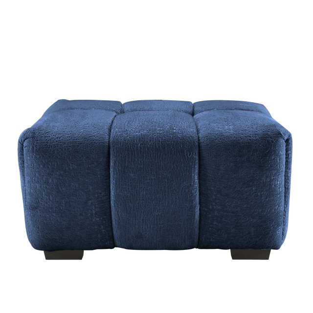 Blue Chenille Upholstered Modular Sofa With Ottoman - Omega Lifestyles