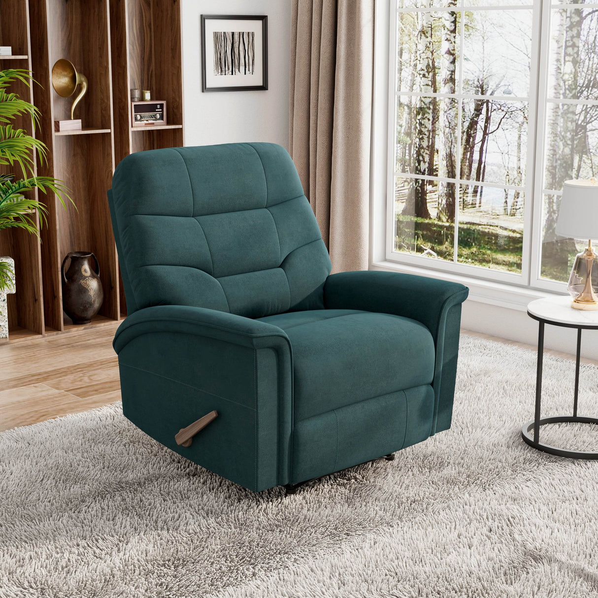 Wall Hugger Manual Handle Polyester Upholstered Recliner Chair