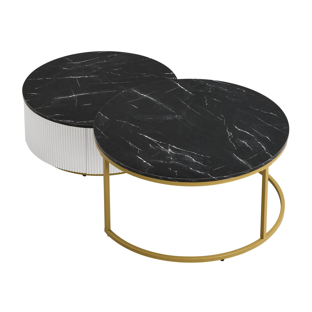 Modern Round Nesting Coffee Table With Drawer - Sleep Galleria