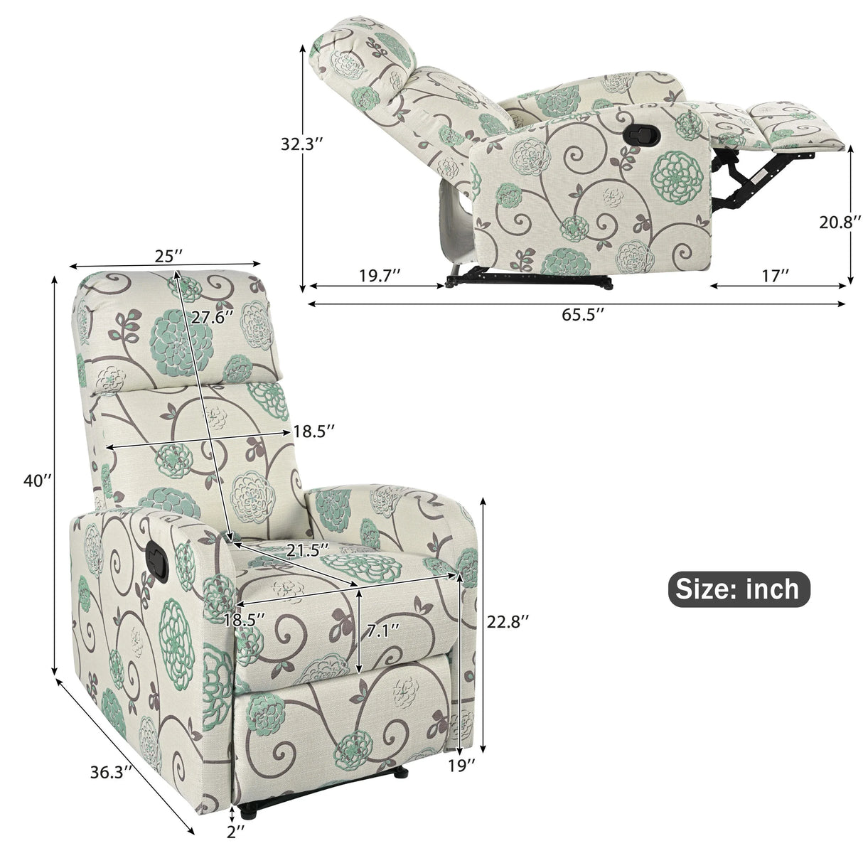 Manual Recliner Chair With Adjustable Backrest And Plush Upholstery - Omega Lifestyles