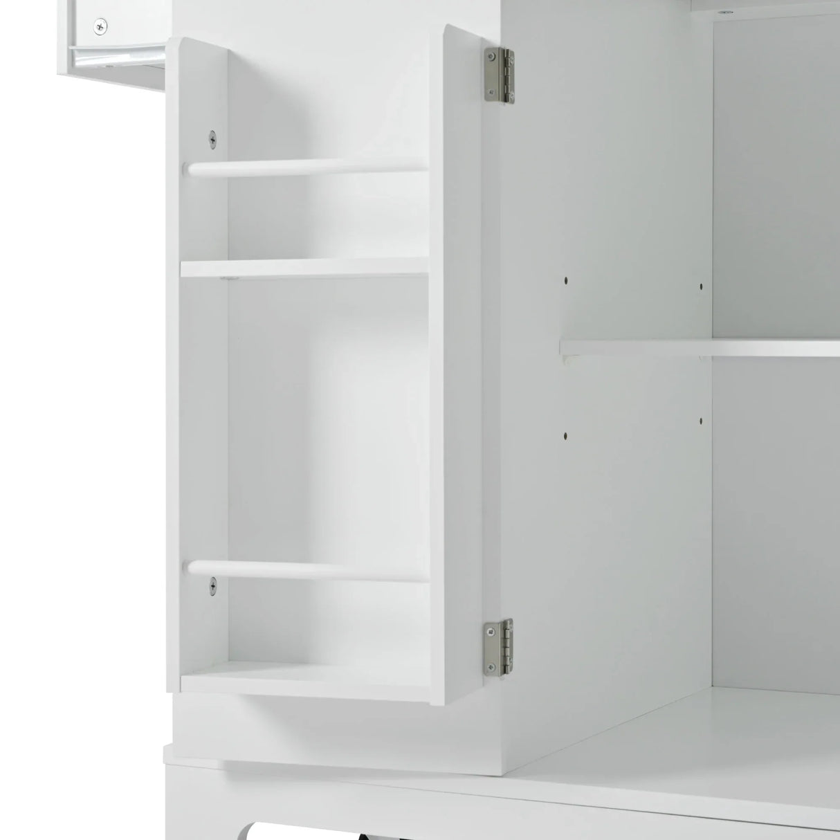 Fluted Rubber Wood Kitchen Island With Tilt-Out Trash Can - Omega Lifestyles