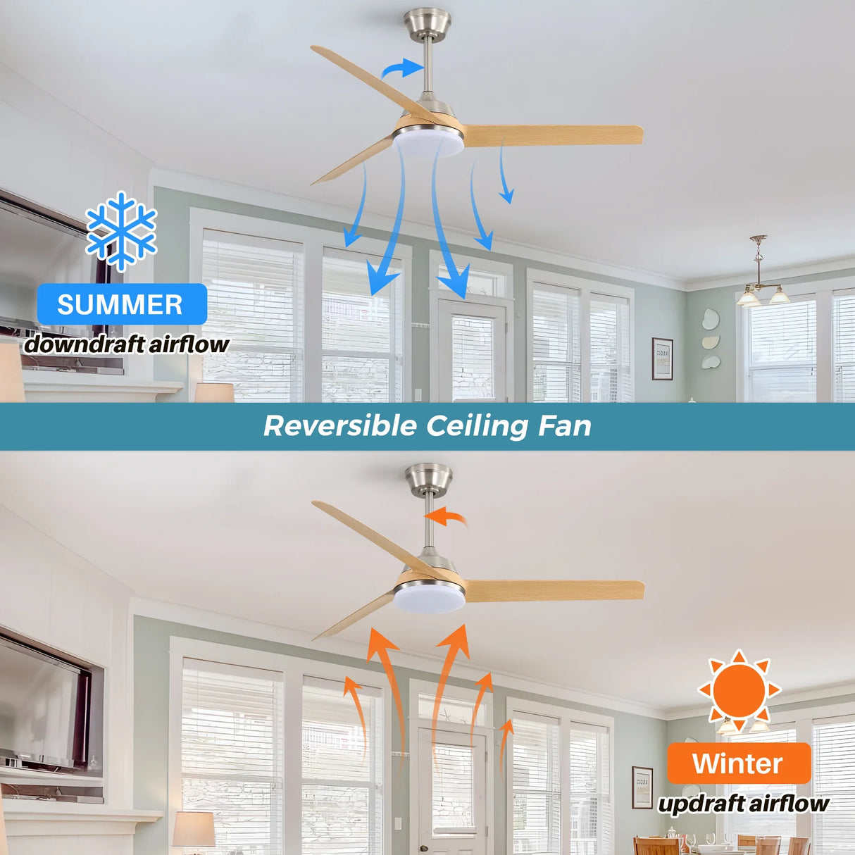 52-Inch Energy Efficient DC Motor Ceiling Fan With Light - Omega Lifestyles