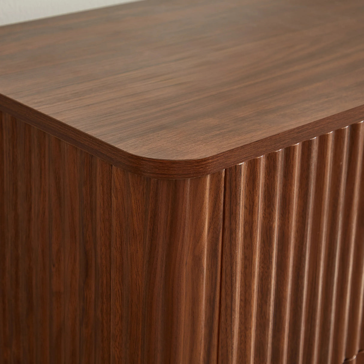 Modern Walnut 6-Drawer Dresser With Wave Design - Omega Lifestyles