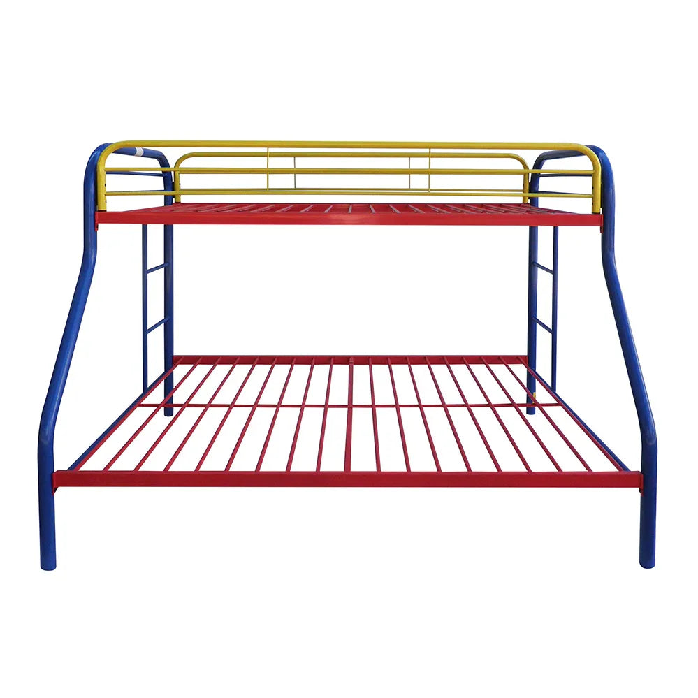 Twin Full Multi-Color Metal Tube Bunk Bed With Guardrails - Omega Lifestyles