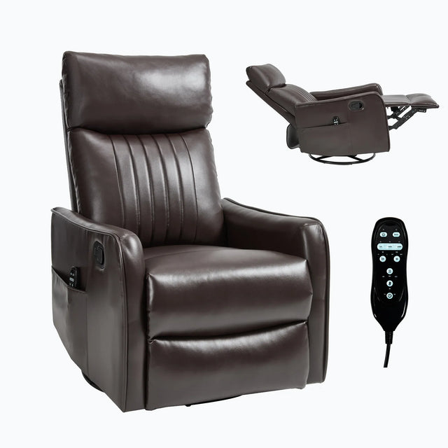 Brown Faux Leather Manual Heat Massage Recliner Chair - Omega Lifestyles
