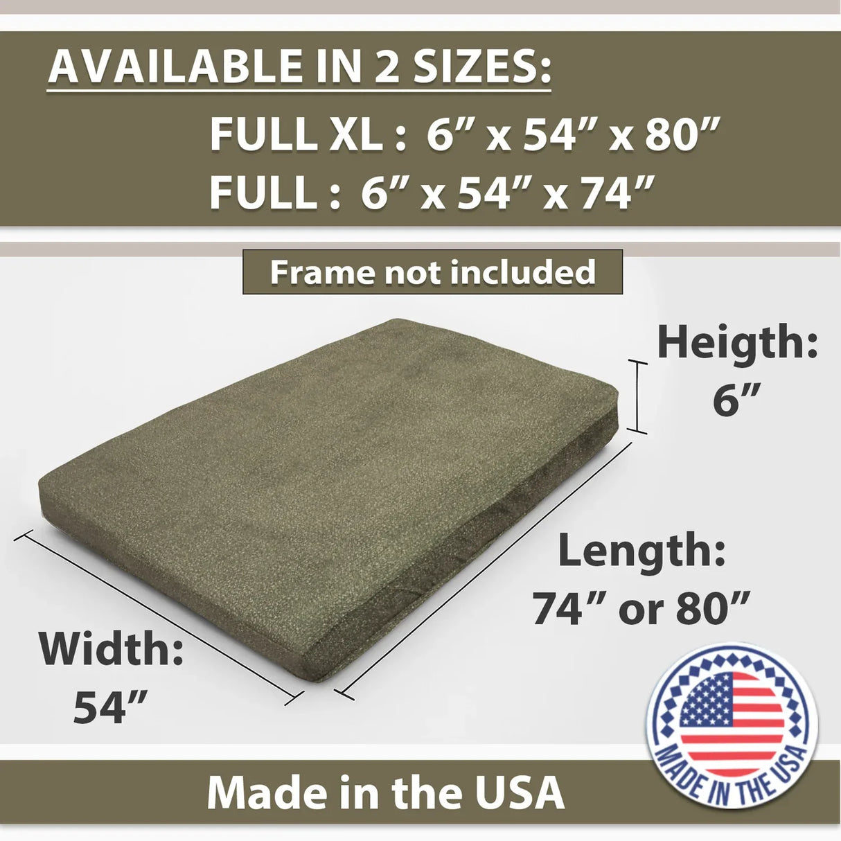 Memory Foam Infused Firm 6-Inch Full XL Futon Mattress - Omega Lifestyles
