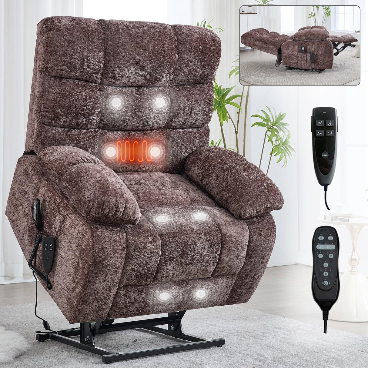 Medium-Firm Power Lift Recliner Chair With Heat Massage - Omega Lifestyles