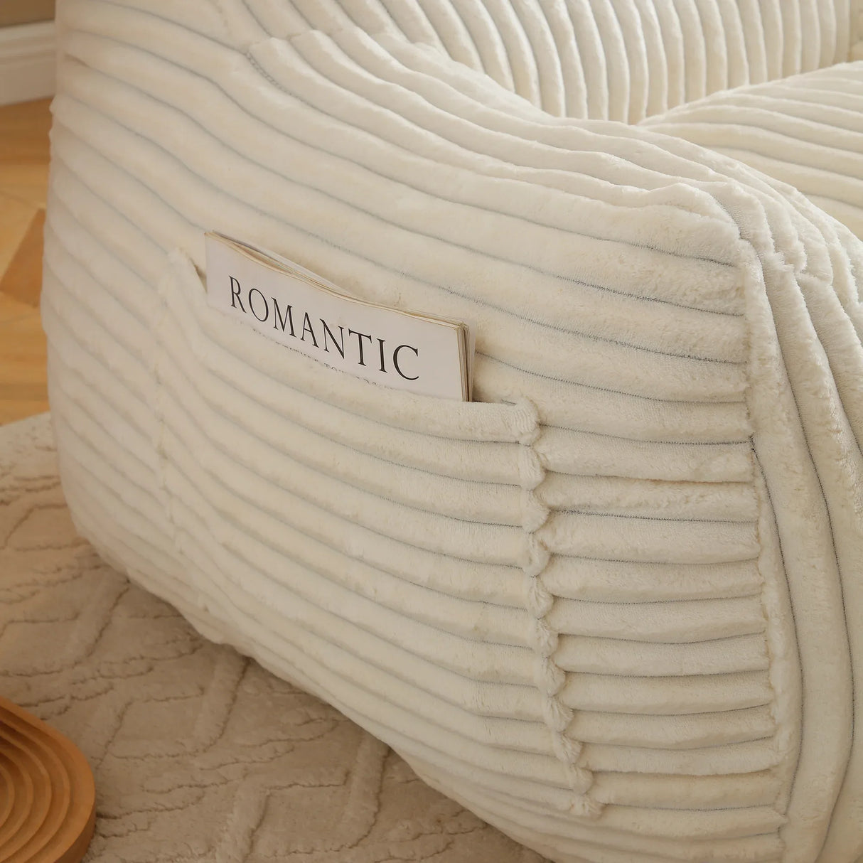 Giant Corduroy Bean Bag Chair With Armrests Footstool - Omega Lifestyles