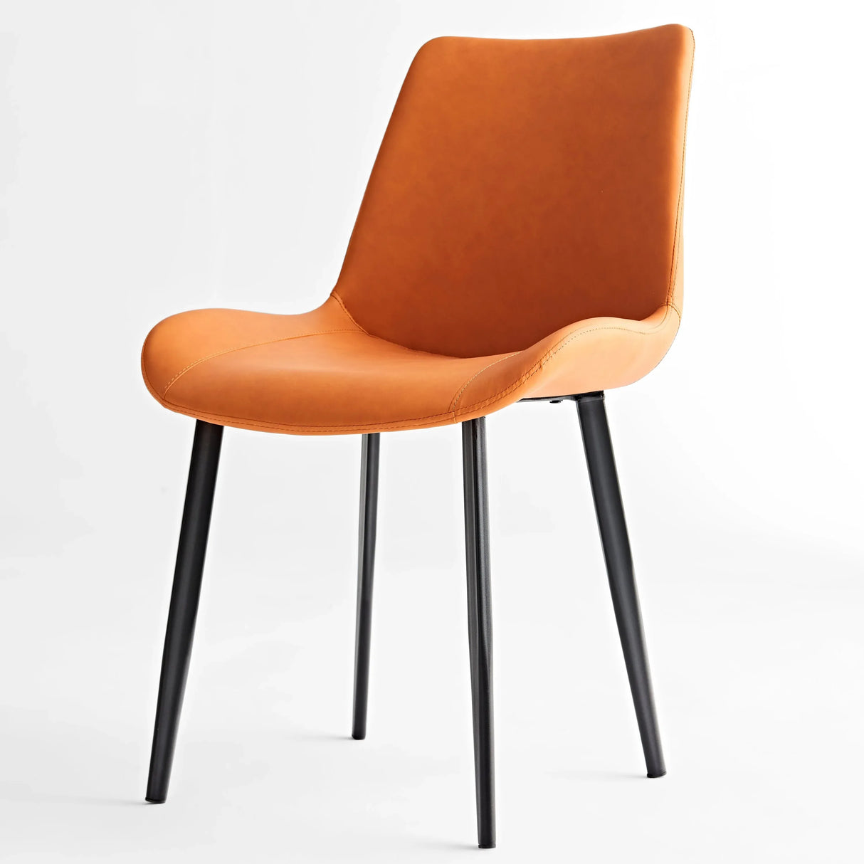 Set Of 2 Orange PU Leather Dining Chairs With Metal Legs - Omega Lifestyles