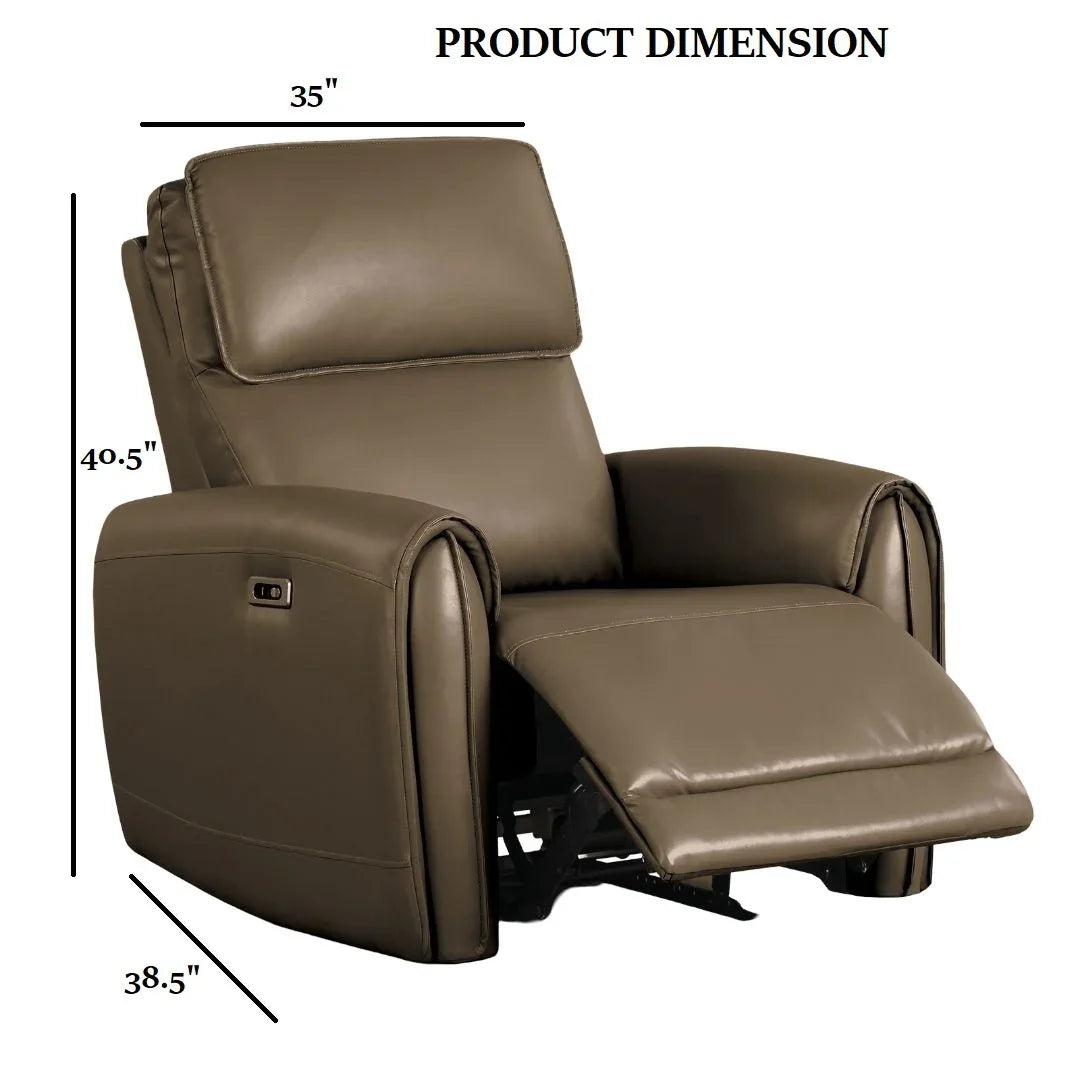 Contemporary Light Brown Power Recliner With USB Chargers - Omega Lifestyles