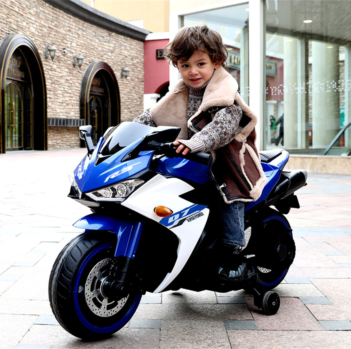 12V Kids Electric Ride On Motorcycle With Training Wheels - Omega Lifestyles