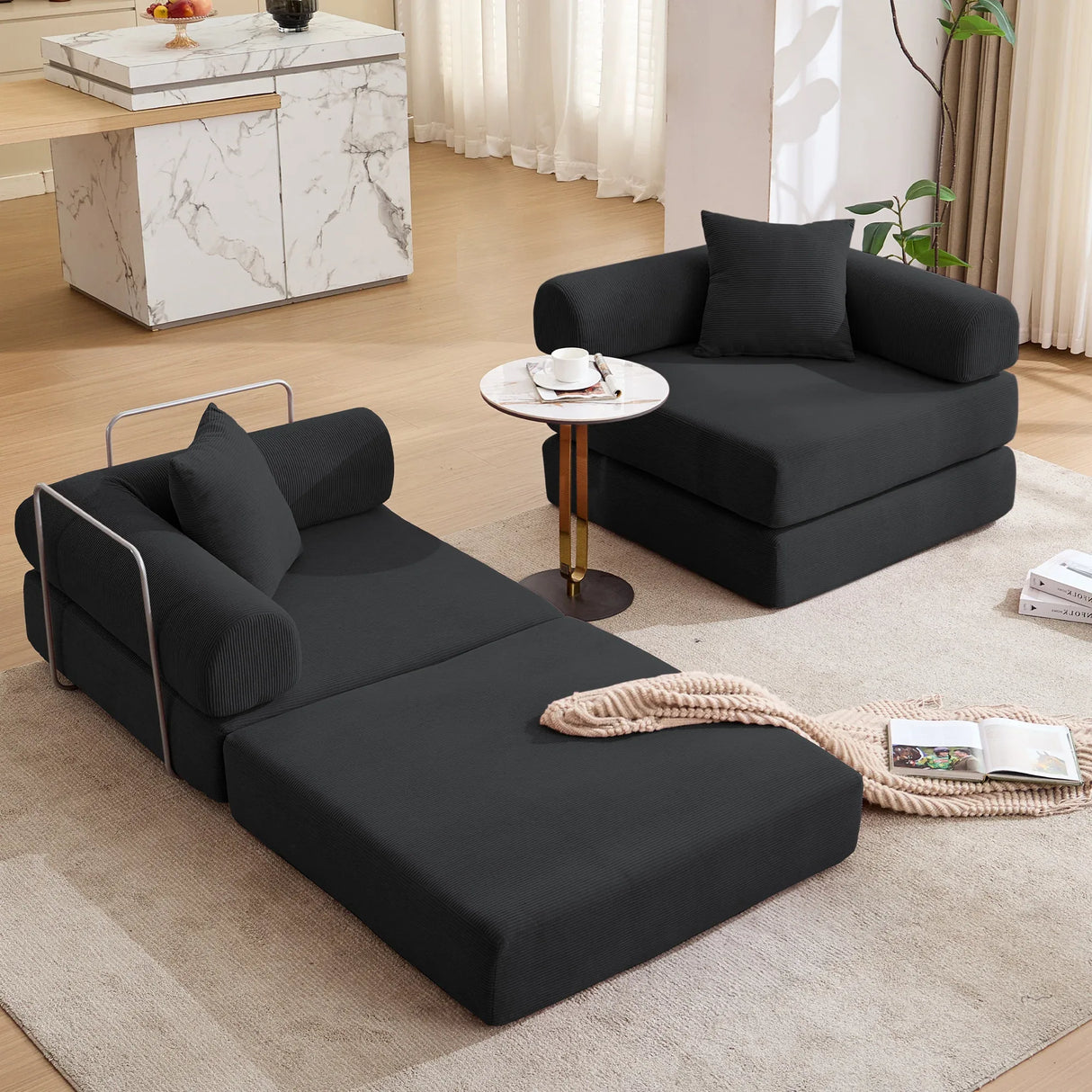 Modular Folding Convertible Corduroy Sofa Bed - Omega Lifestyles