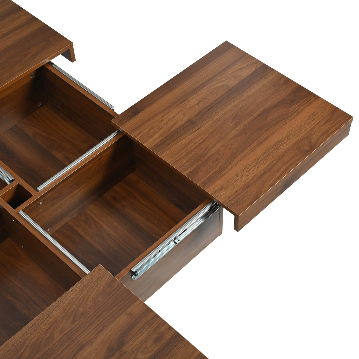 Square Walnut Veneer Coffee Table With Sliding Storage - Sleep Galleria