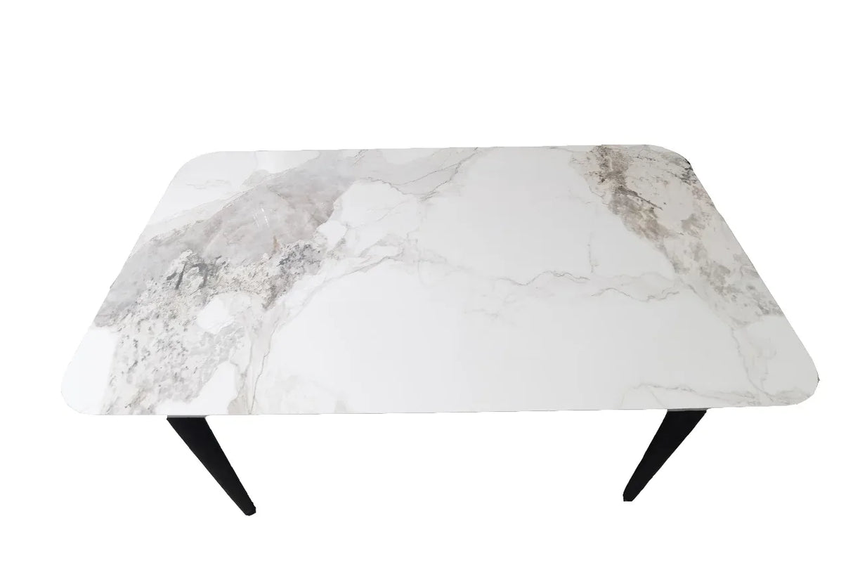 Sintered Stone Ceramic Tile Dining Table With Iron Legs - Omega Lifestyles