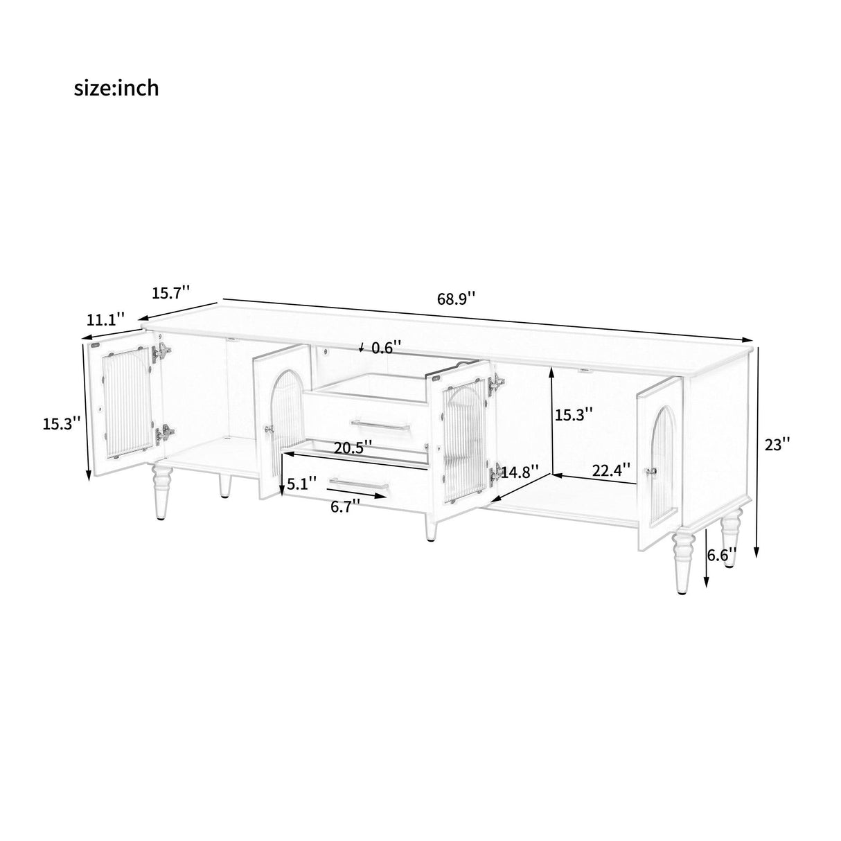 Retro Black MDF TV Stand With Drawers And Cabinets - Sleep Galleria
