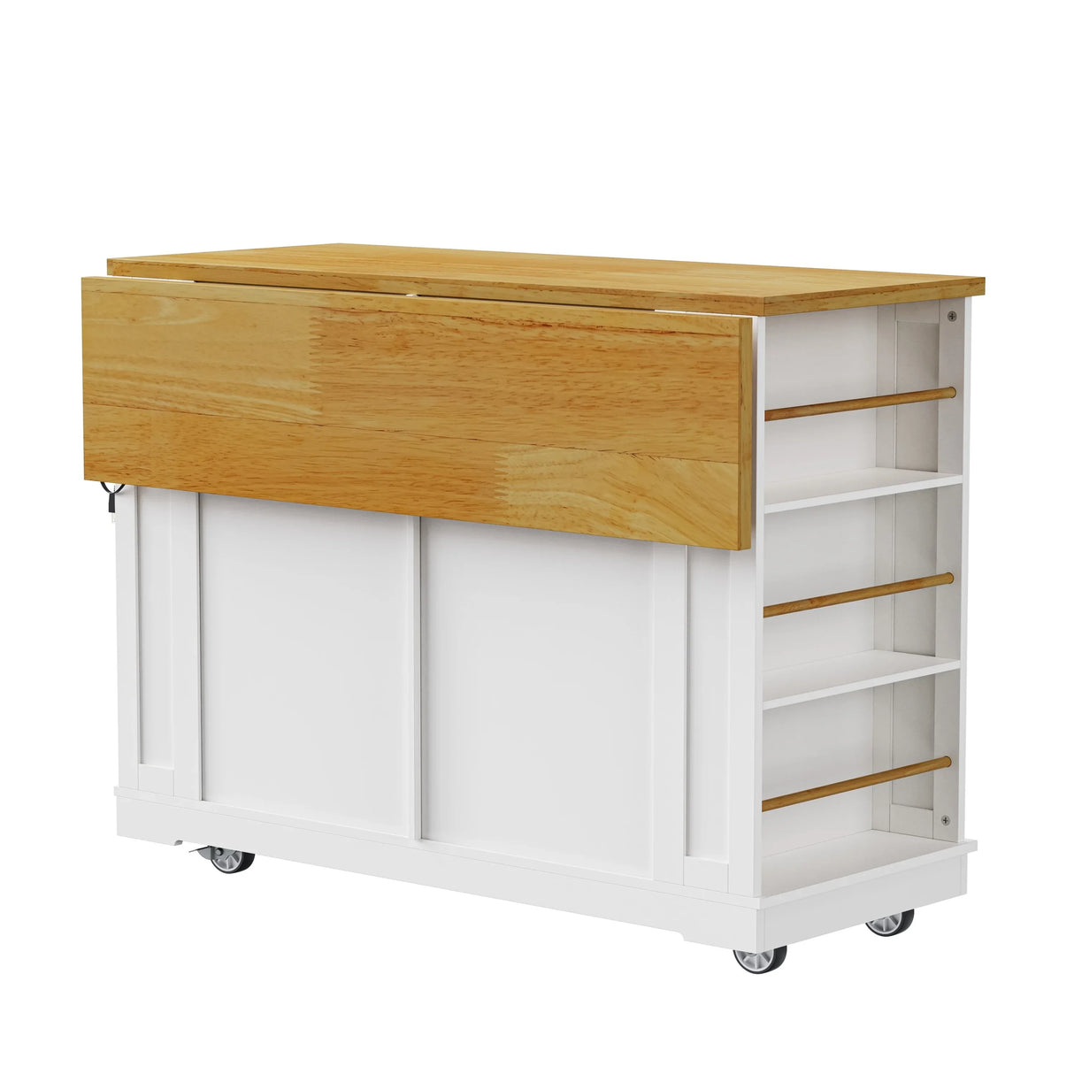 Rolling Kitchen Island Cart With Drop Leaf And Power Outlet - Omega Lifestyles