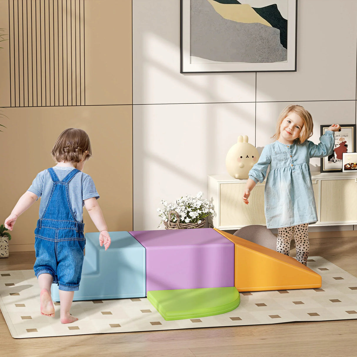 4-Piece Soft Foam Indoor Climber Kids Play Set - Omega Lifestyles