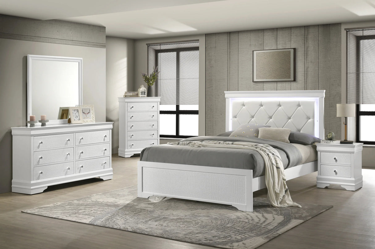 Modern Upholstered King Bed Frame With LED Headboard - Omega Lifestyles