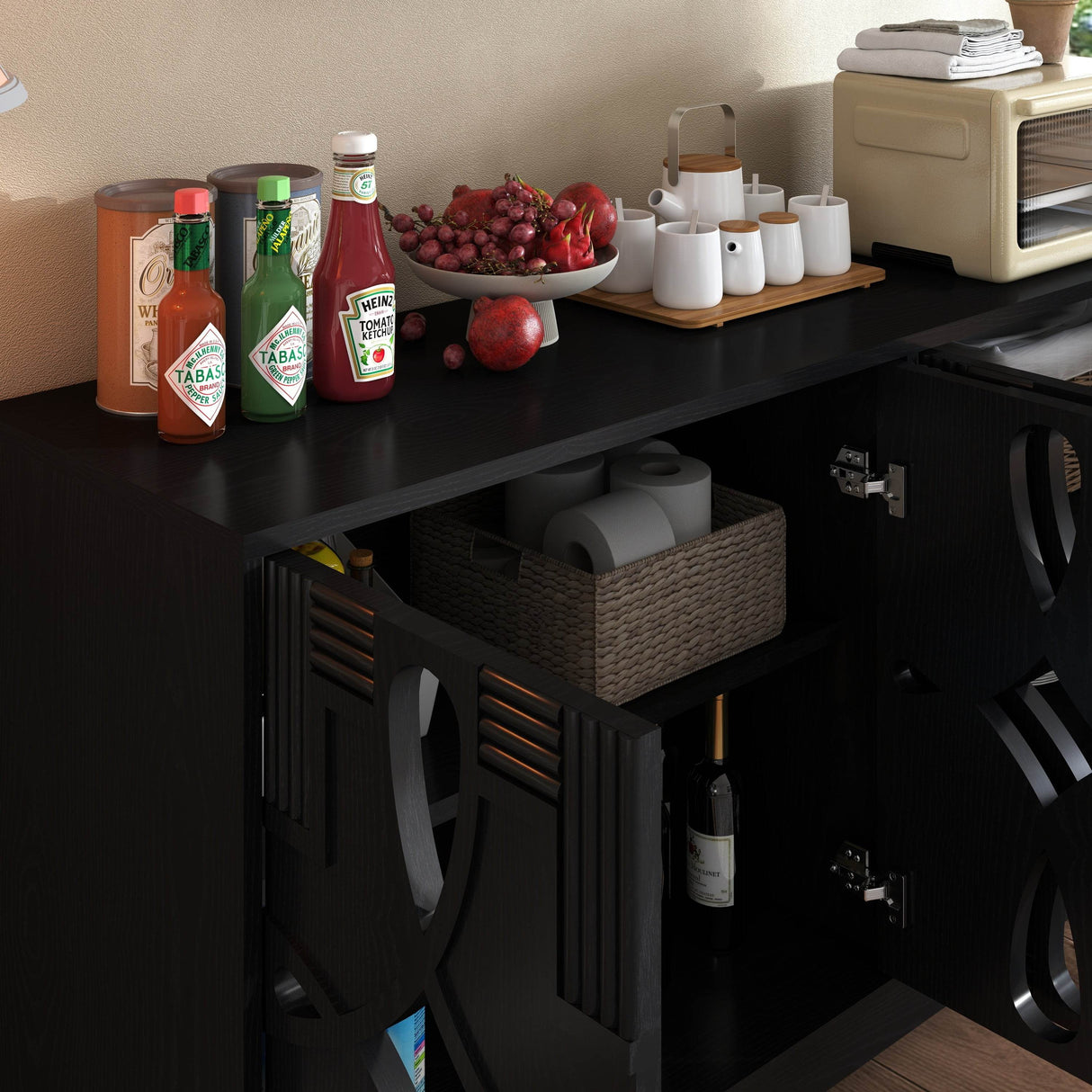 Mid Century Modern Solid Wood Storage Sideboard Cabinet - Sleep Galleria