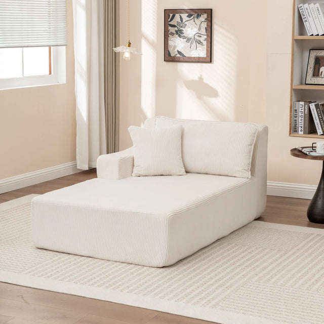Corduroy Foam Right Armrest Chaise Lounge Chair - Omega Lifestyles
