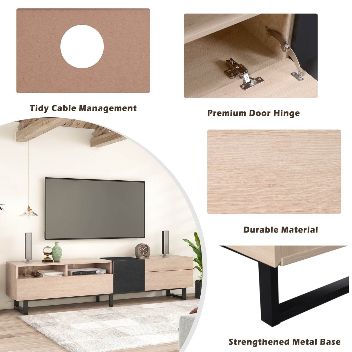 Modern Minimalist TV Stand With Drop Down Doors - Sleep Galleria