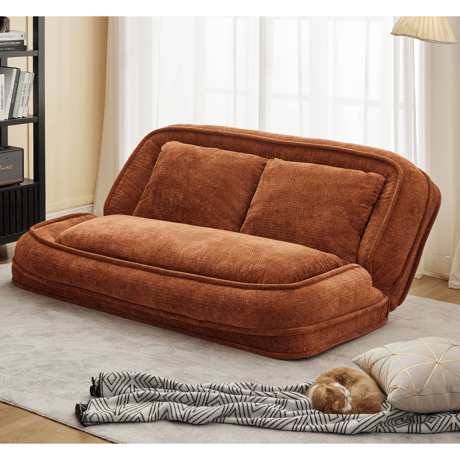 Convertible Adjustable Position Chenille Lazy Loveseat Sofa - Sleep Galleria