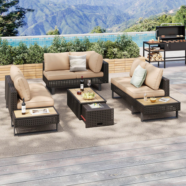 Diamond Weave Outdoor Sectional Furniture Set With Cushions - Omega Lifestyles