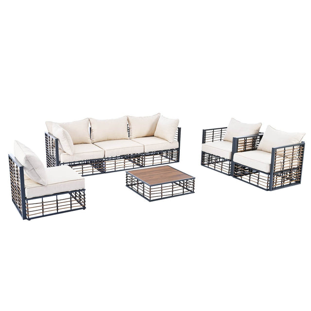 7-Piece Modern Metal Outdoor Patio Sectional Sofa Set - Omega Lifestyles