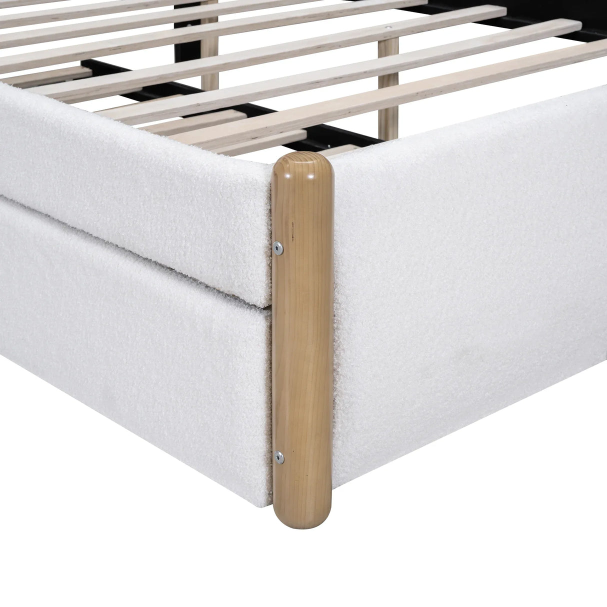 Full Upholstered Platform Bed With Twin Trundle White - Omega Lifestyles