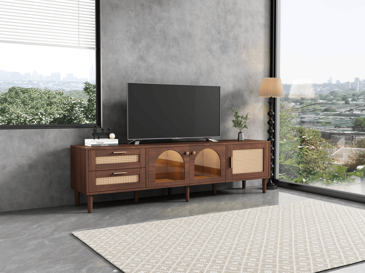 Rattan-Inspired Media Console TV Stand With Storage - Sleep Galleria