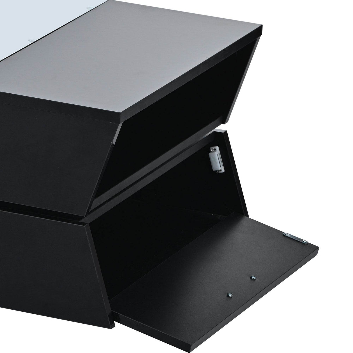 Modernist 2-Tier Black Tempered Glass Coffee Table - Sleep Galleria