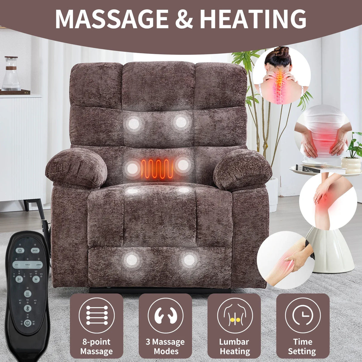 Medium-Firm Power Lift Recliner Chair With Heat Massage - Omega Lifestyles