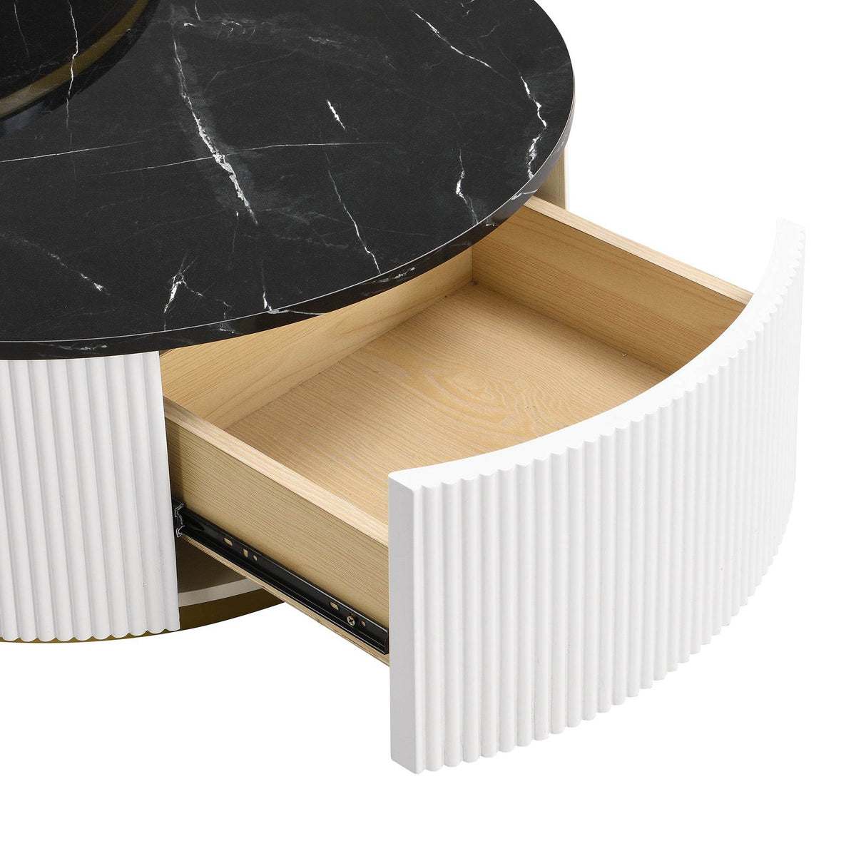 Modern Round Nesting Coffee Table With Drawer - Sleep Galleria