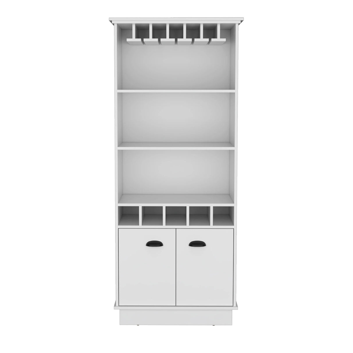 Modern White 70-Inch High Glass Door Bar Cabinet - Omega Lifestyles