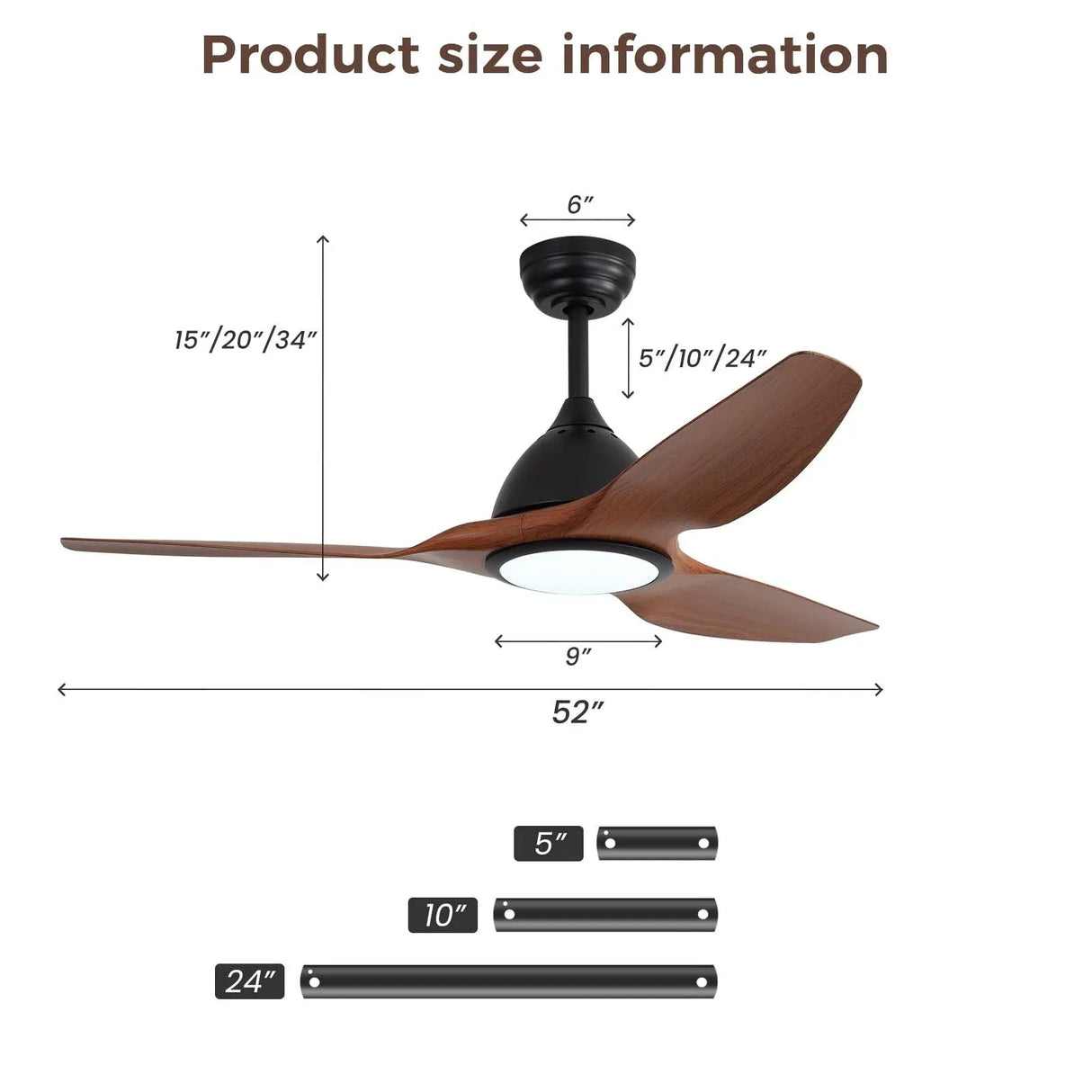 52-Inch Matte Black Reversible Ceiling Fan With Remote - Omega Lifestyles