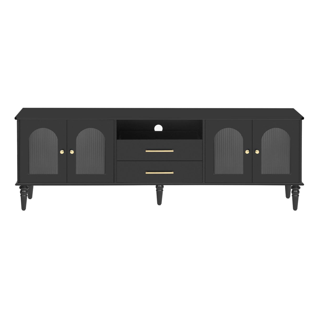 Retro Black MDF TV Stand With Drawers And Cabinets - Sleep Galleria