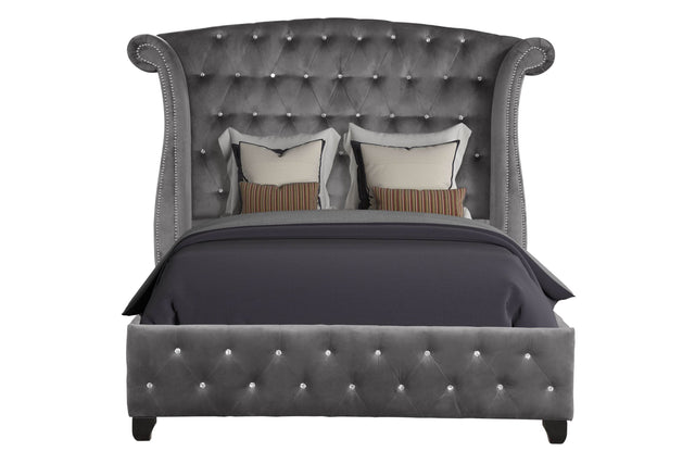 Crystal Tufted Upholstered Velvet King Bed Frame - Omega Lifestyles