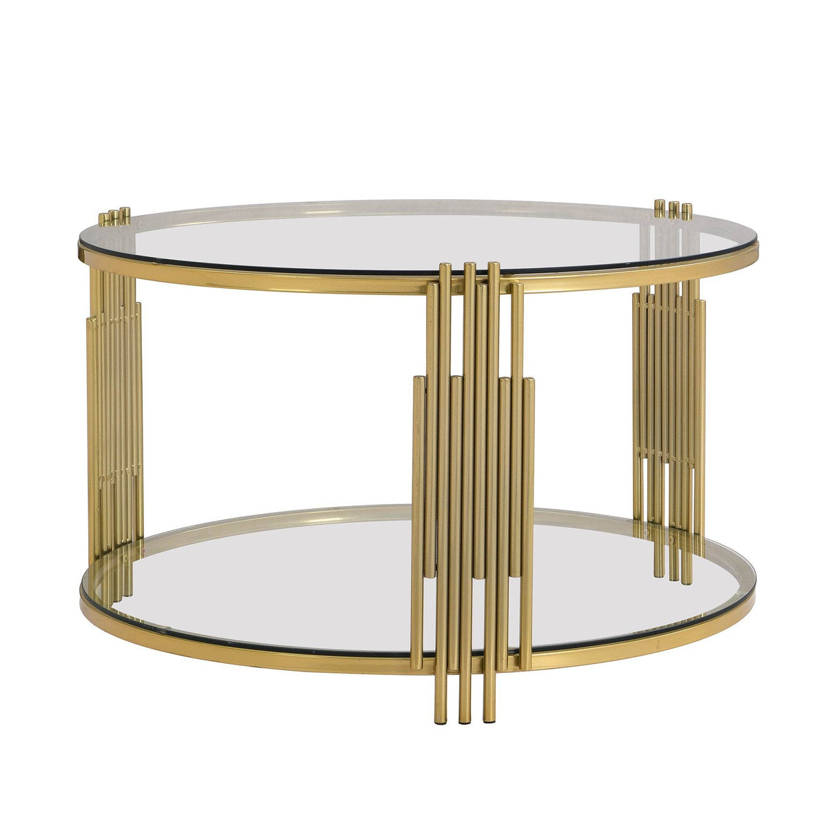 Modern Round Tempered Glass Coffee Table With Shelf - Sleep Galleria