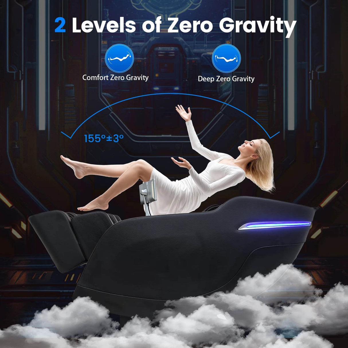 4D Massage Chair with 55" SL Track, 2 Zero Gravity Modes, Voice Control, Heating, Leather